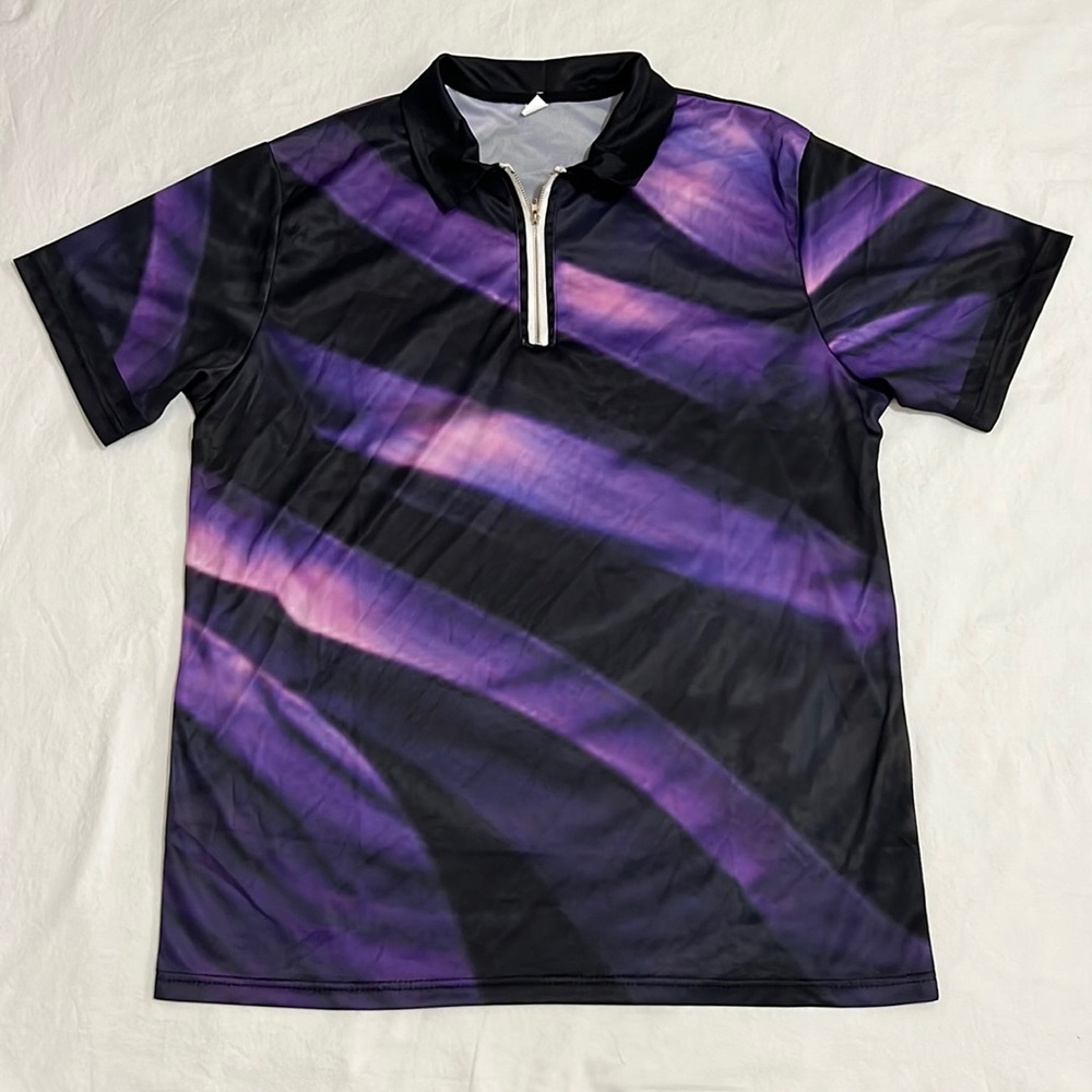 Men's Miami Short Sleeve Shirt Lapel Zipper T-Shirt